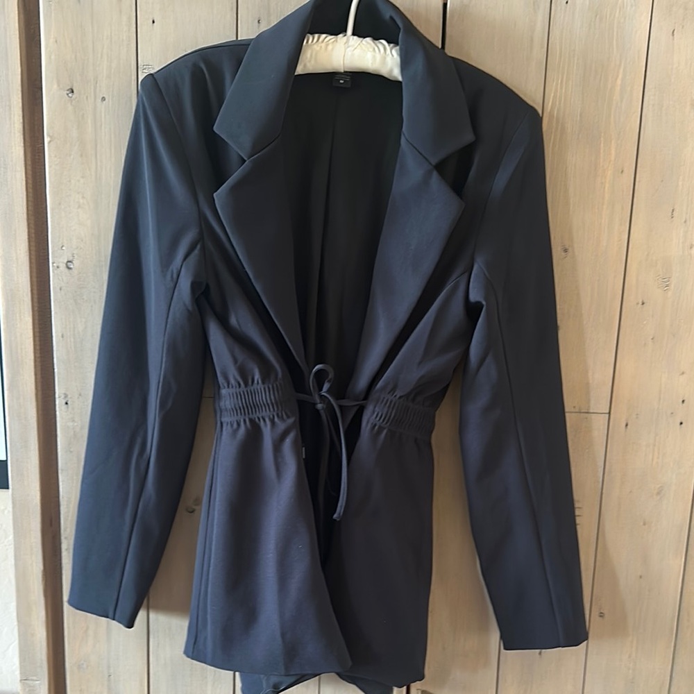 Athleta Sz 10 Elegant Black Women's Blazer Tie waist